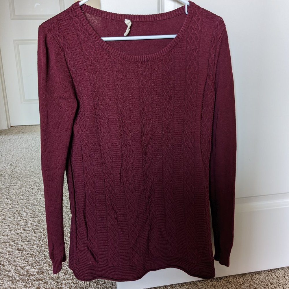 Teeberry & Weave Folson Textured Cable Front Cotton Blend Pullover